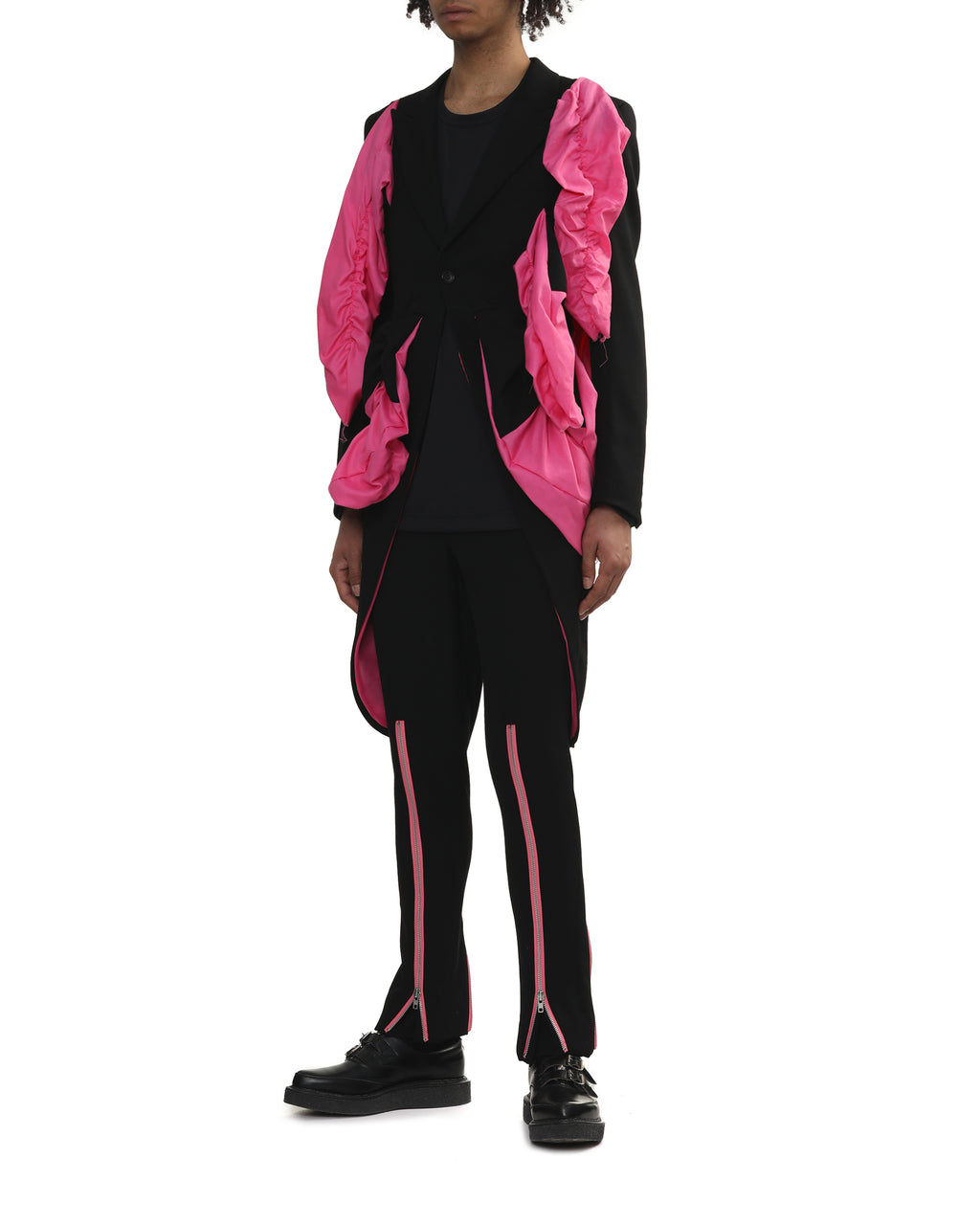 Ruffle single breasted coat