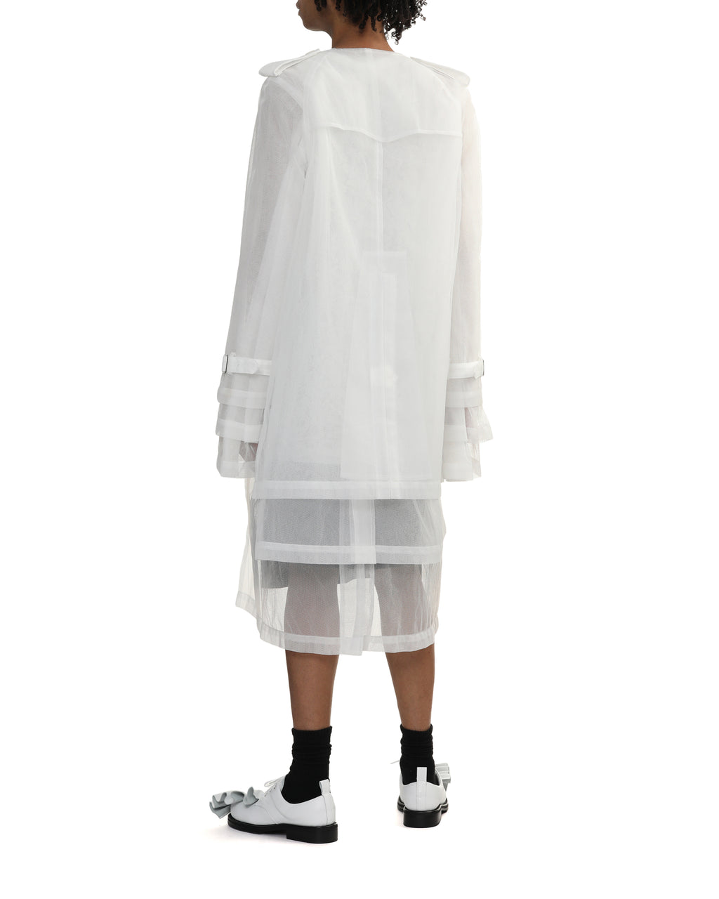 Tulle back trench coat