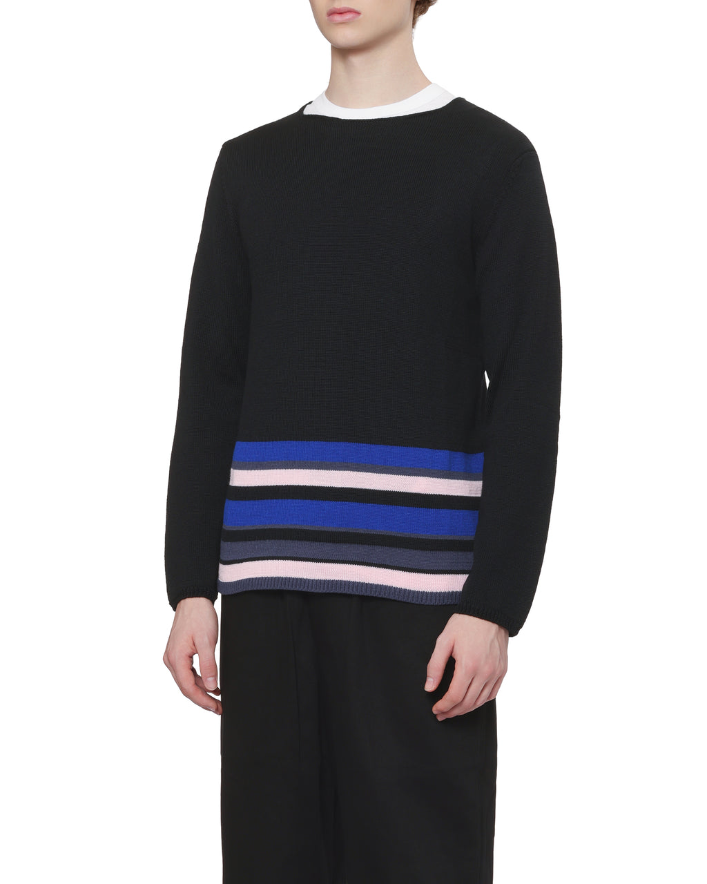 Striped U-neck sweater