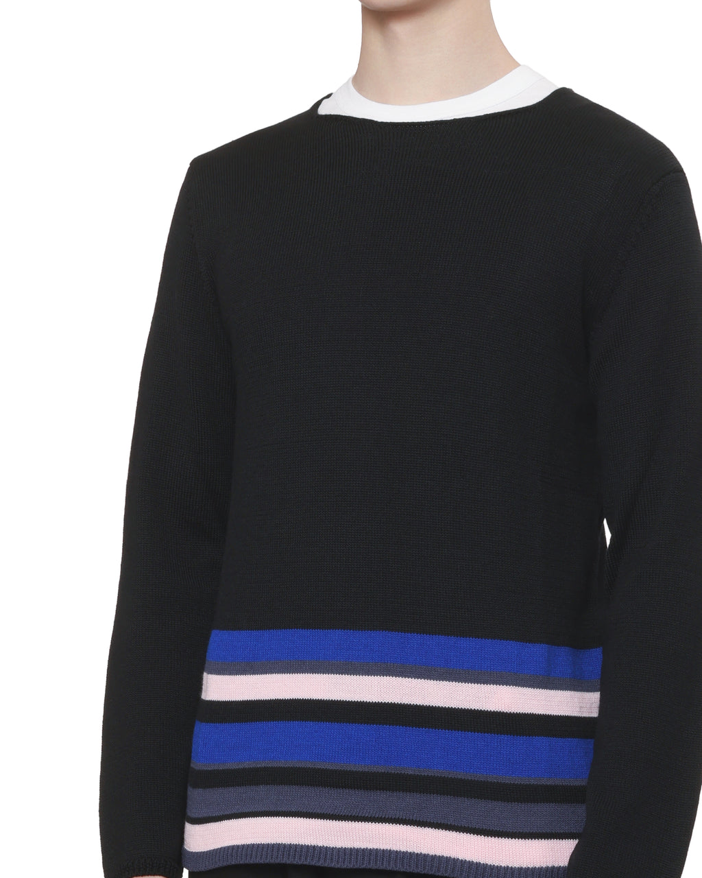 Striped U-neck sweater