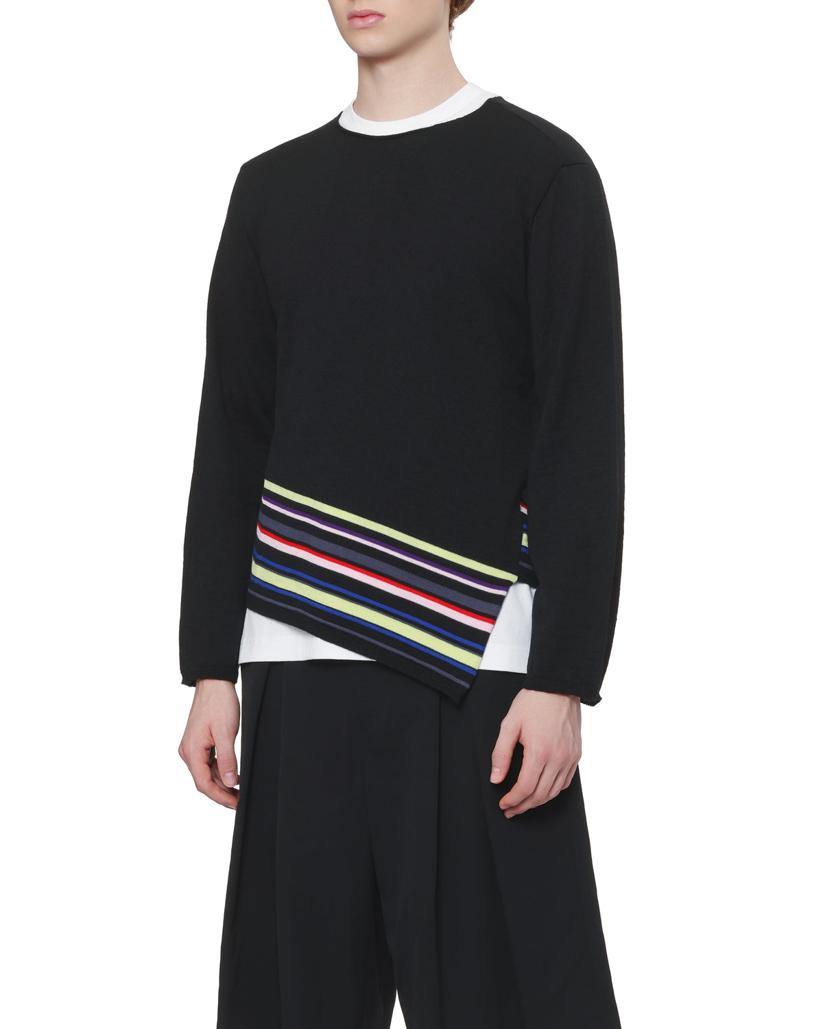 Asymmetric striped long sleeve tee