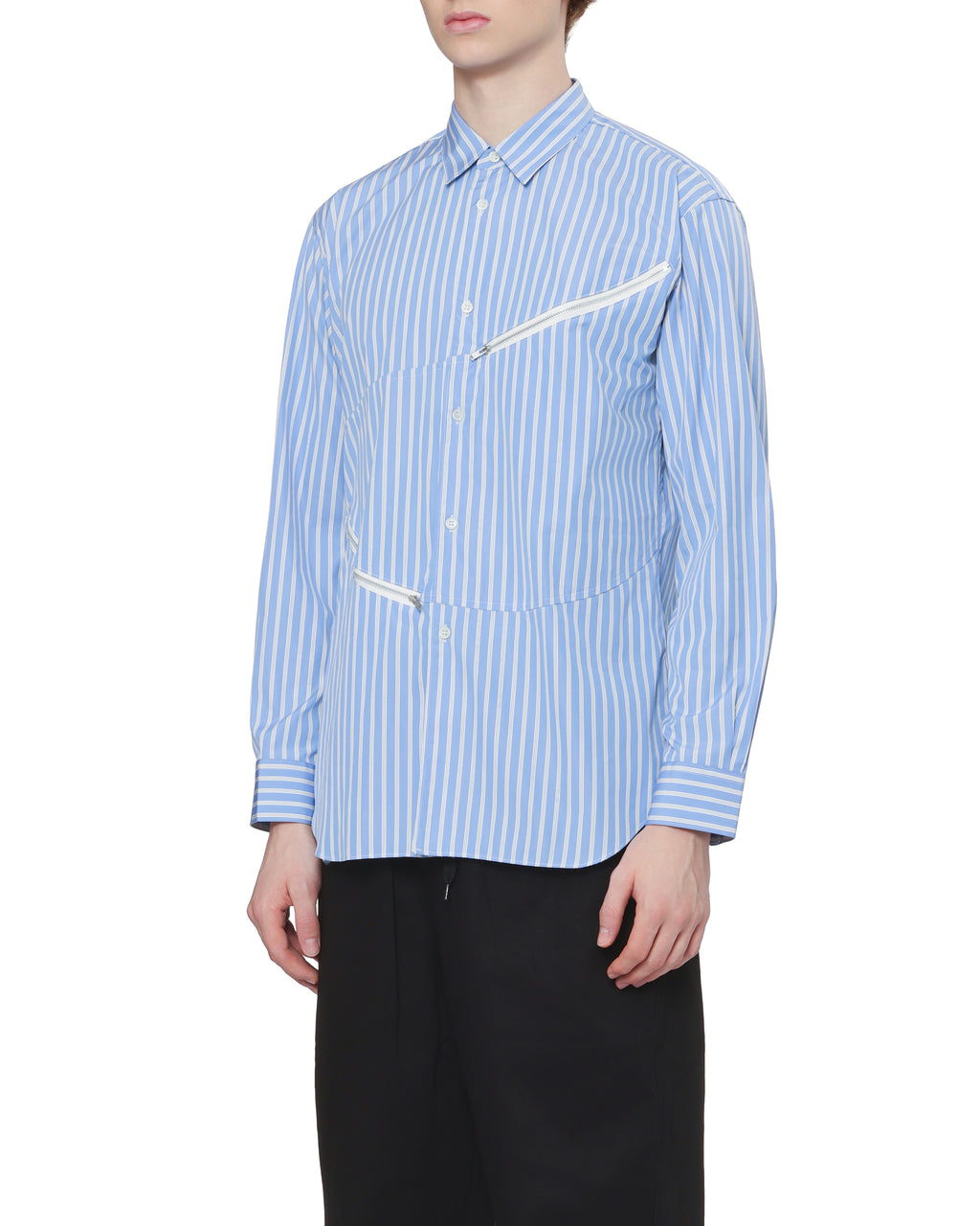 Zip detail striped shirt