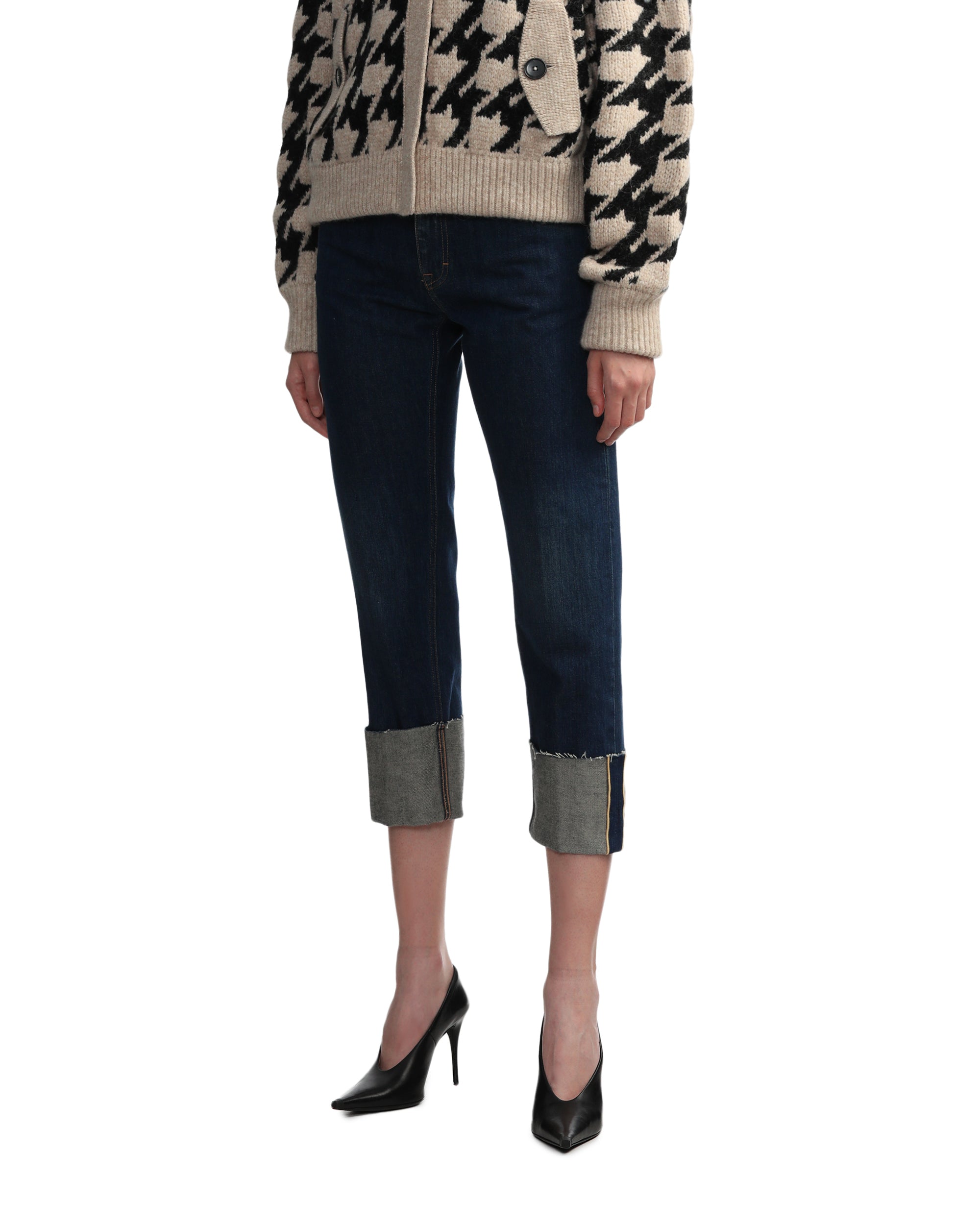 Turned up cropped jeans