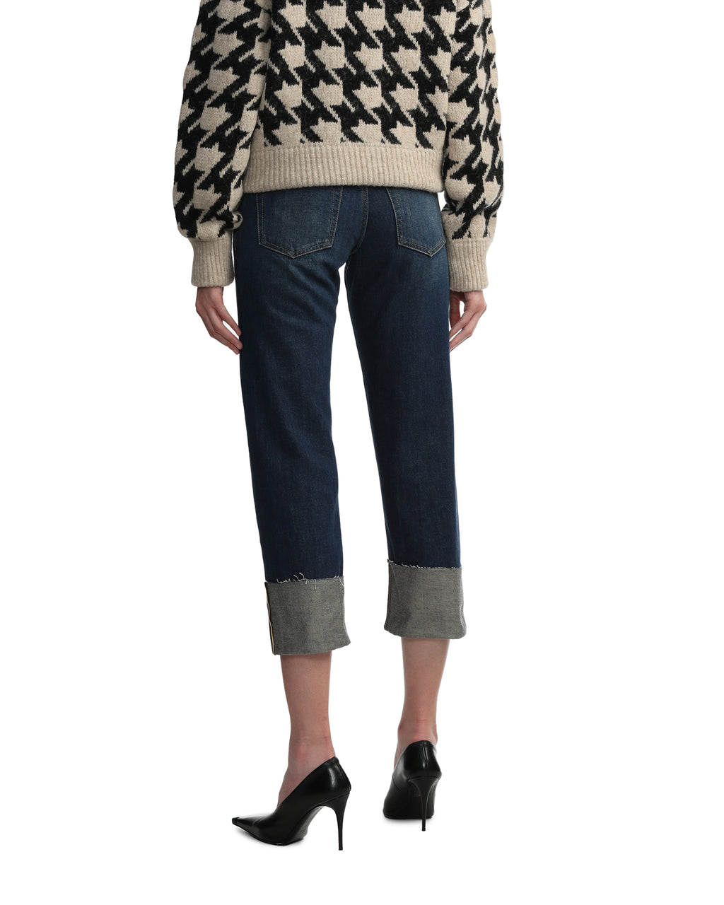 Turned up cropped jeans