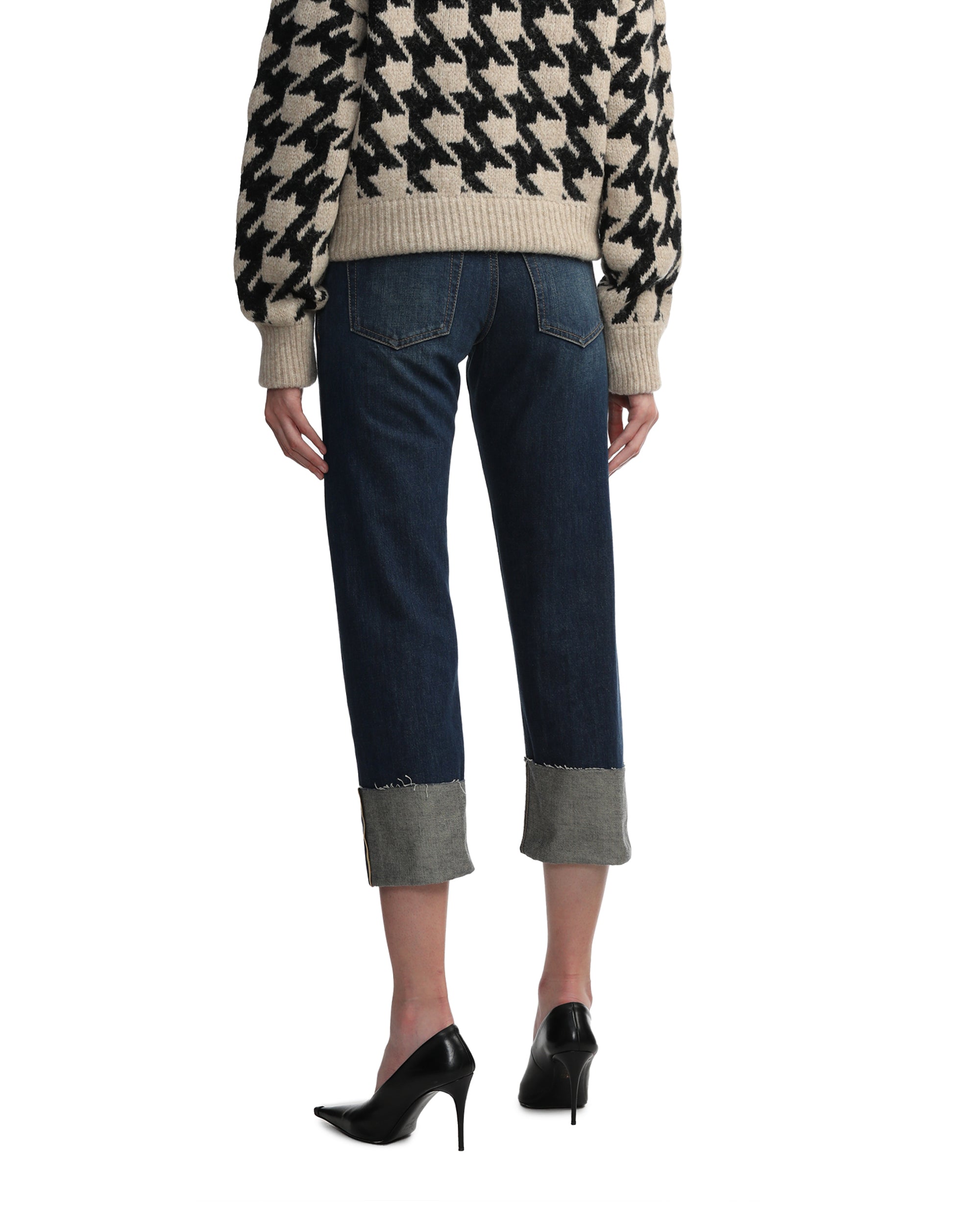 Turned up cropped jeans