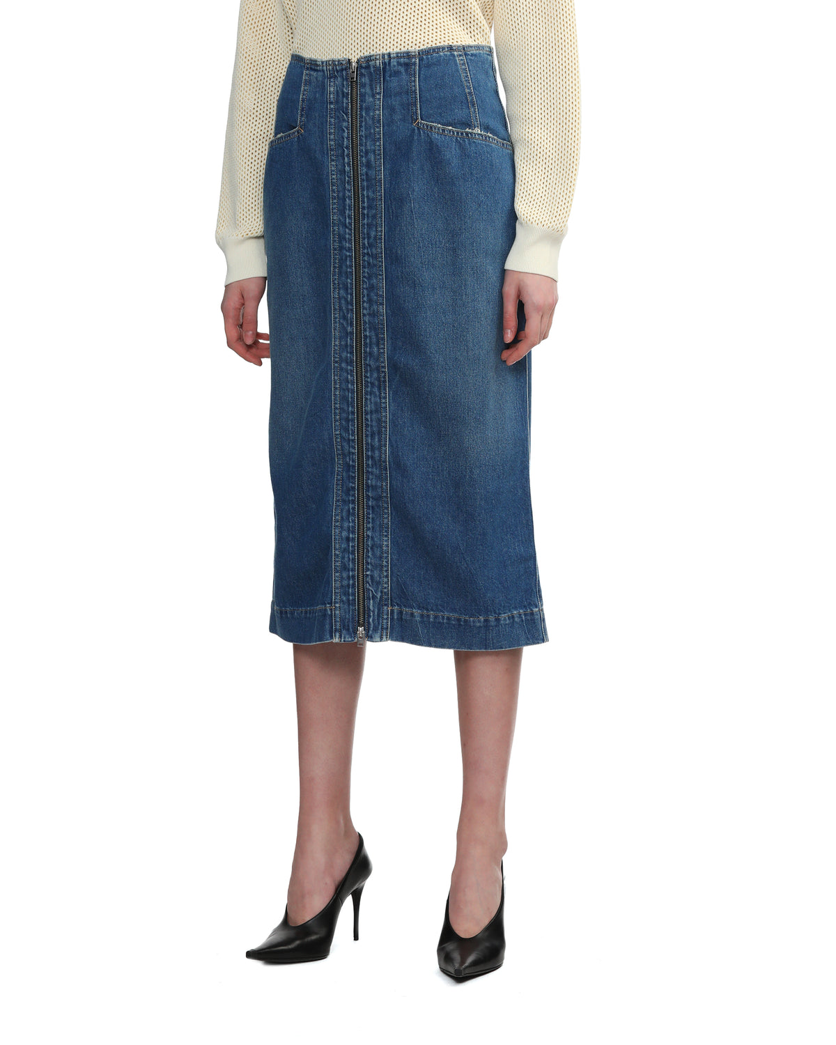 Denim midi skirt