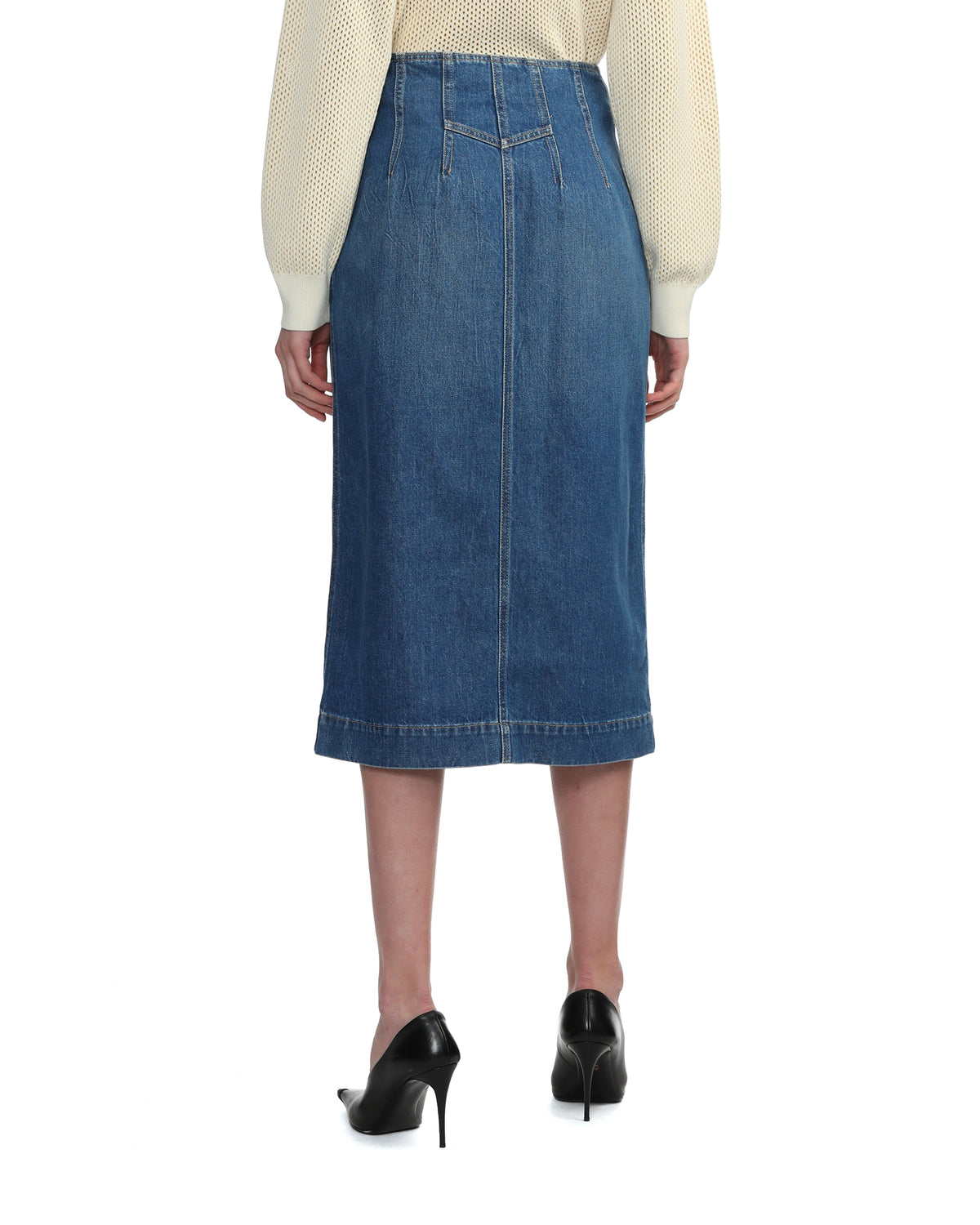 Denim midi skirt
