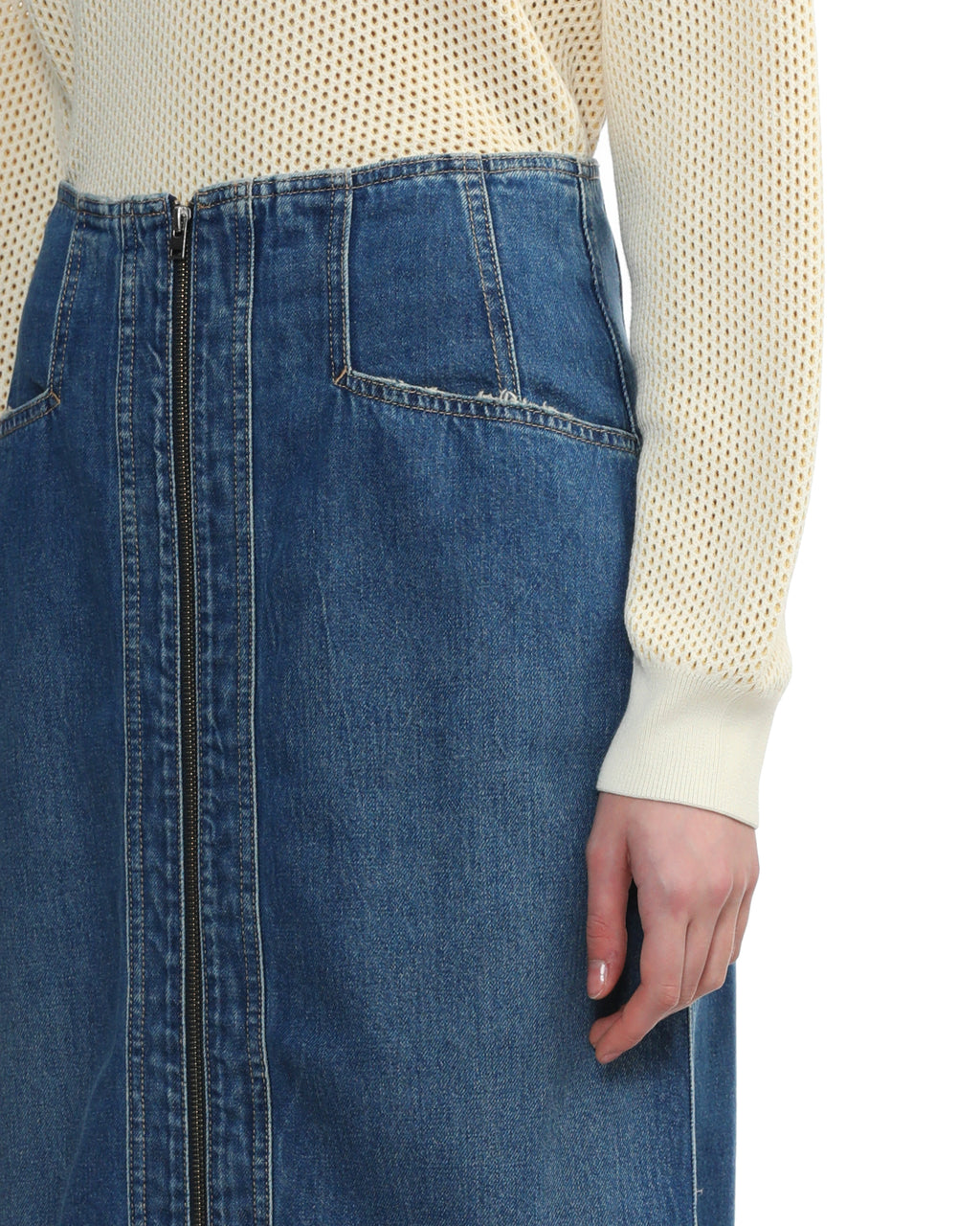 Denim midi skirt