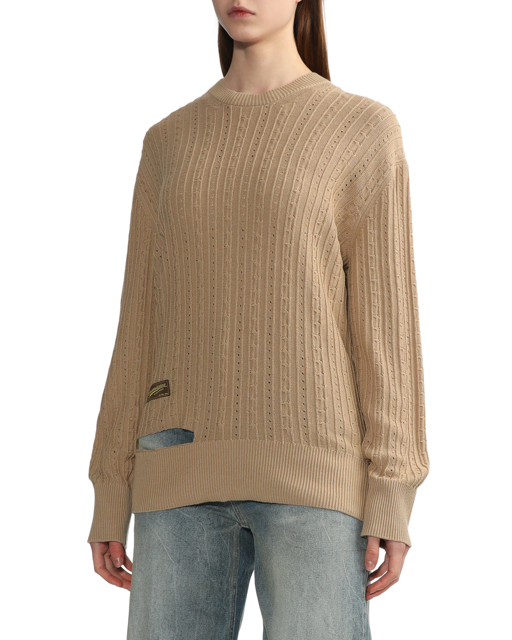 Distressed knit sweater