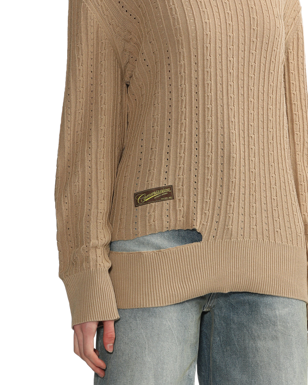 Distressed knit sweater