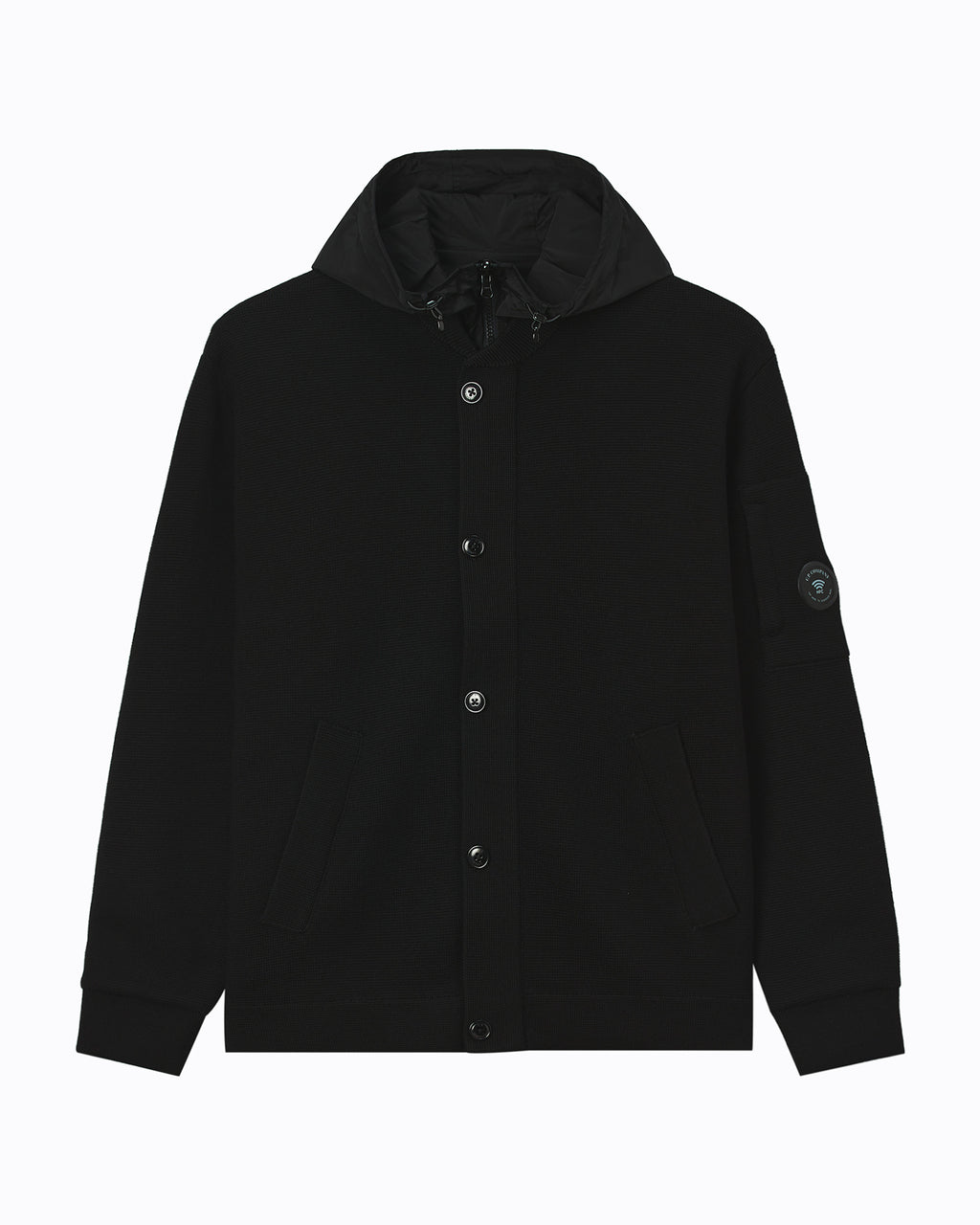 Hooded button-up jacket