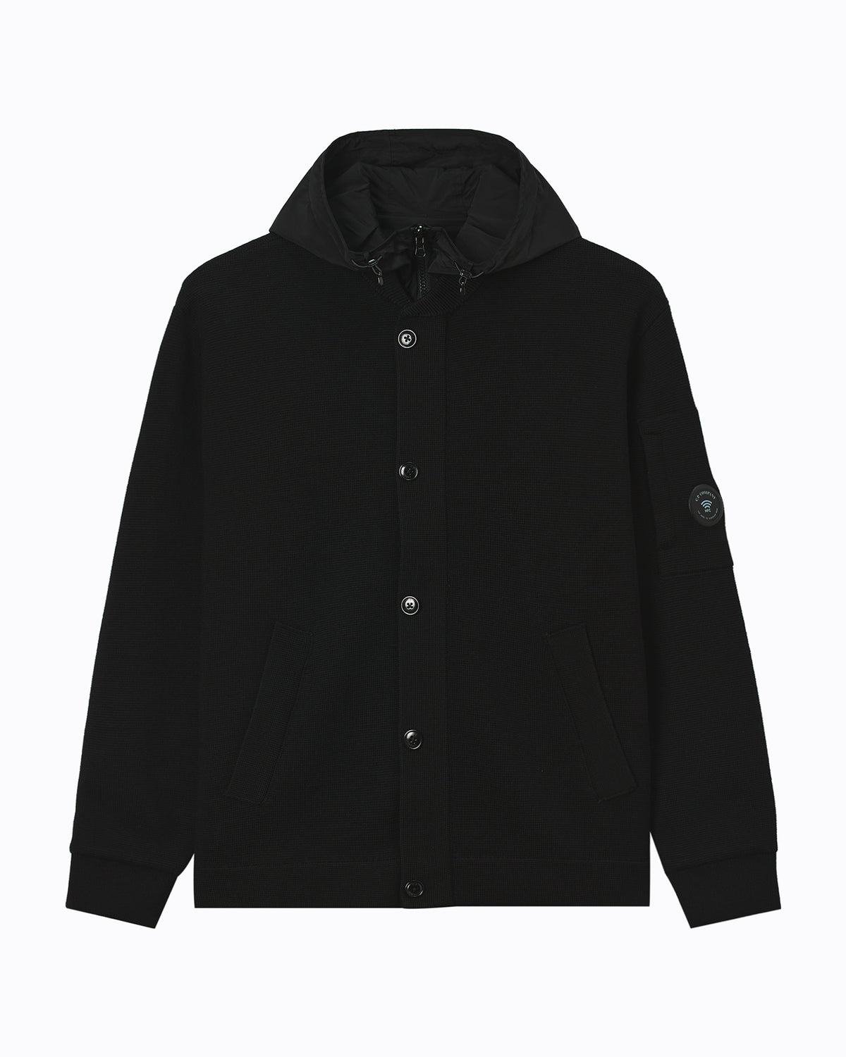 Hooded button-up jacket
