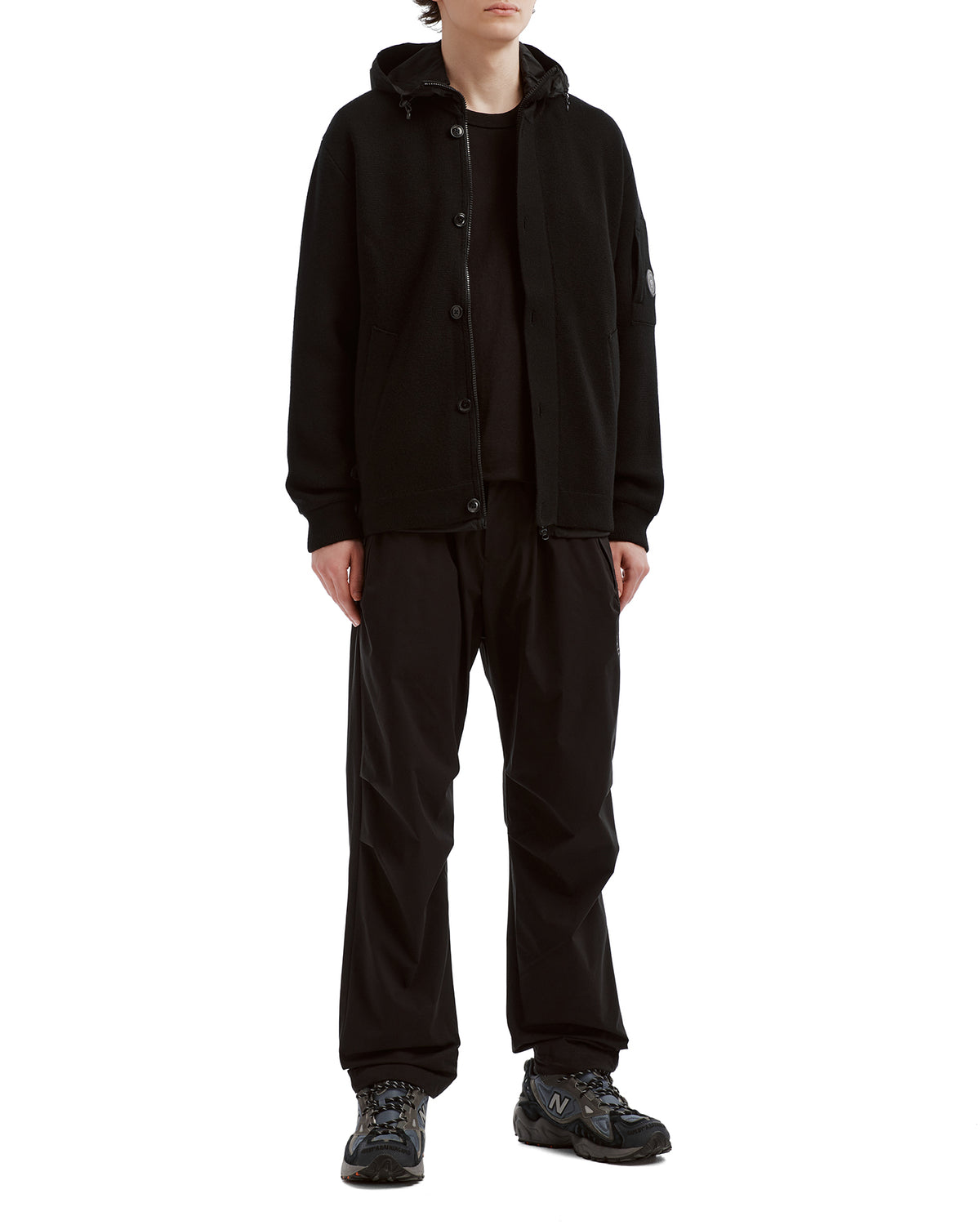 Hooded button-up jacket