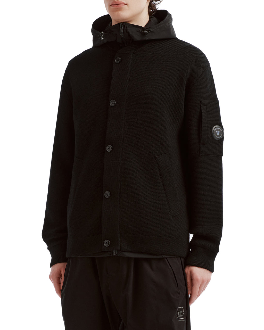 Hooded button-up jacket