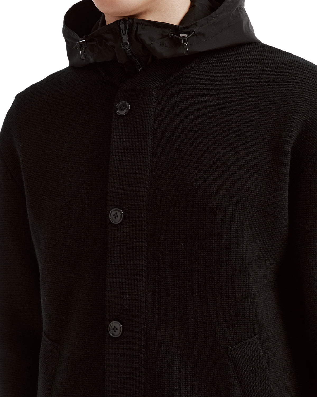Hooded button-up jacket