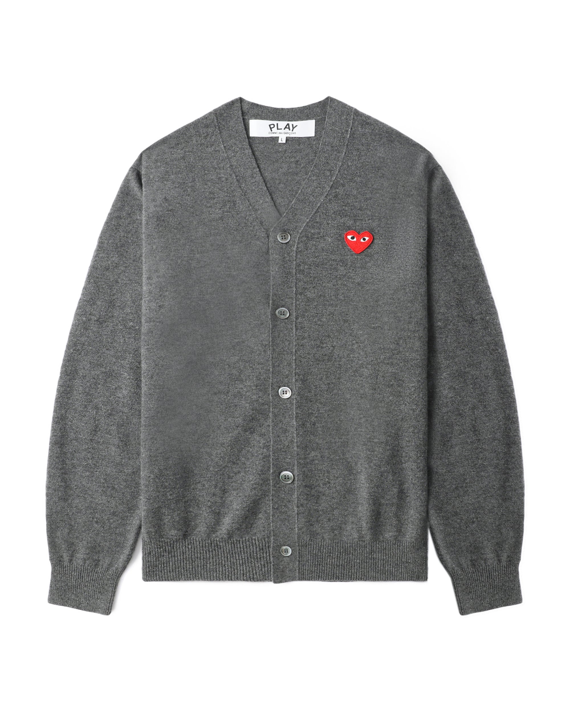 Heart emblem V-neck cardigan