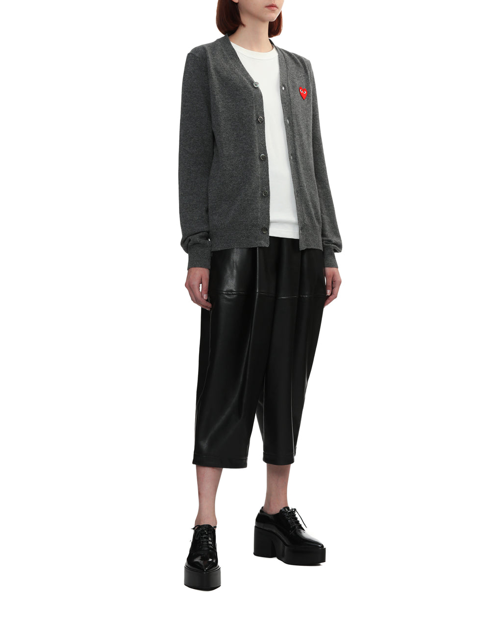 Heart emblem V-neck cardigan