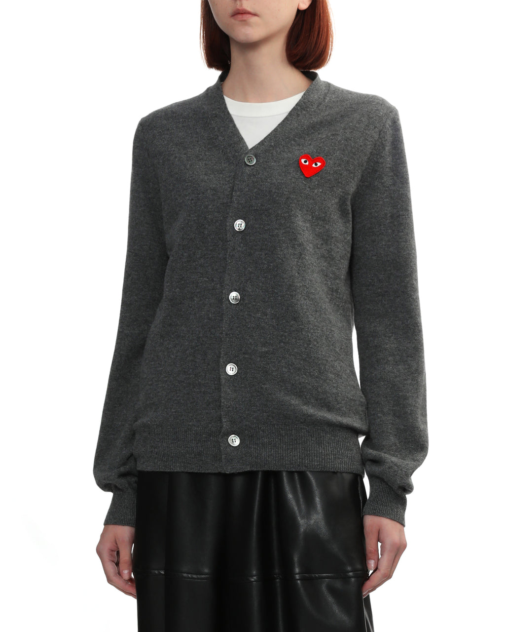 Heart emblem V-neck cardigan
