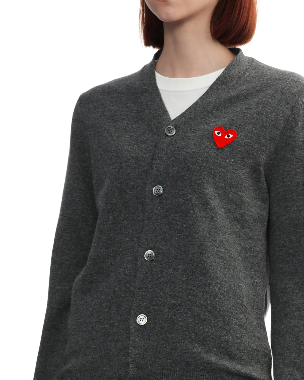 Heart emblem V-neck cardigan