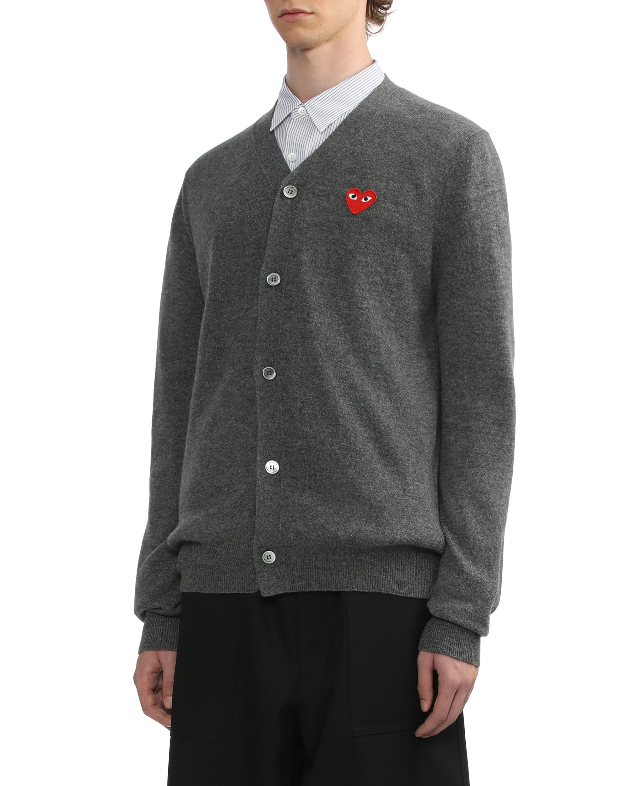 Heart emblem V-neck cardigan