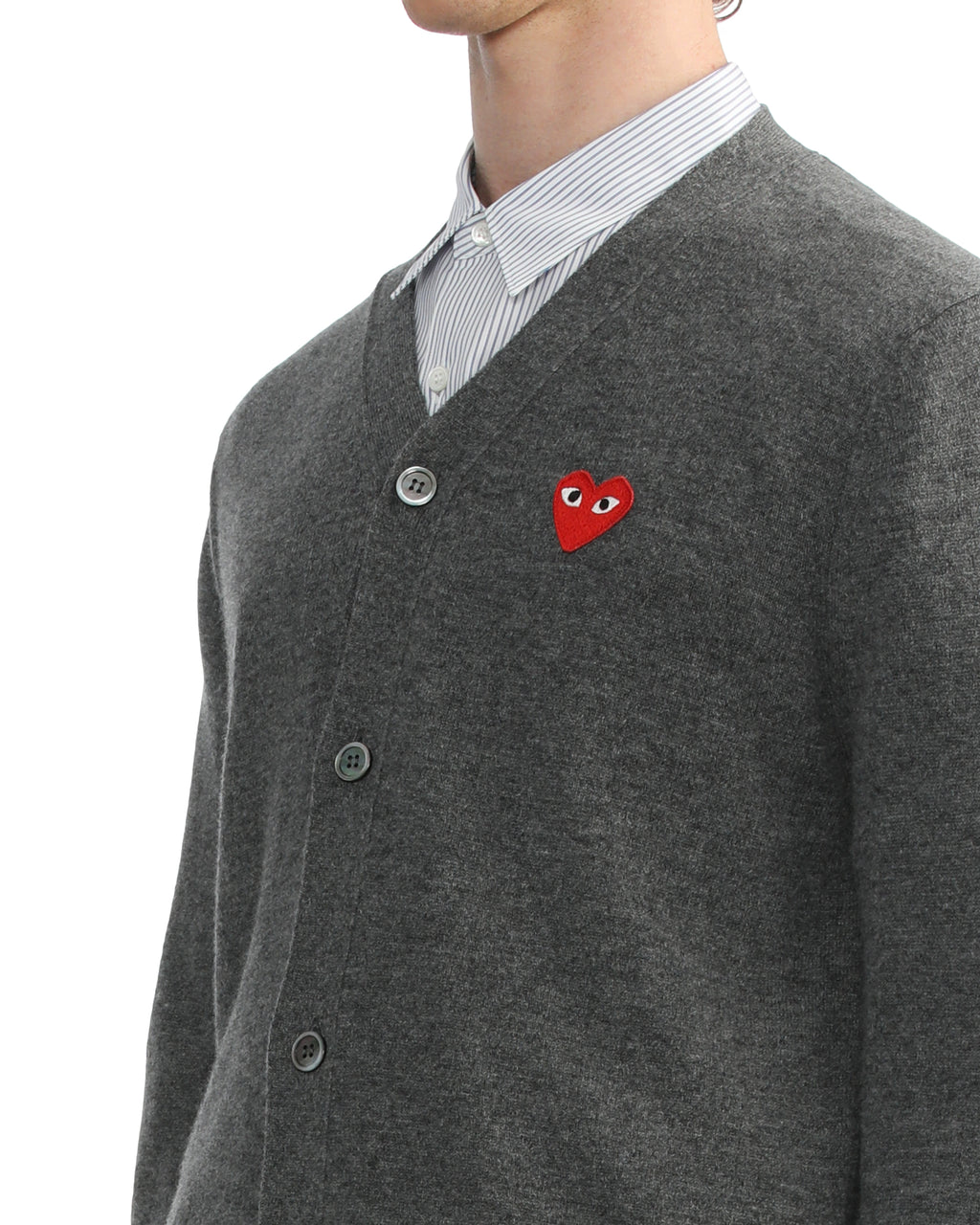 Heart emblem V-neck cardigan