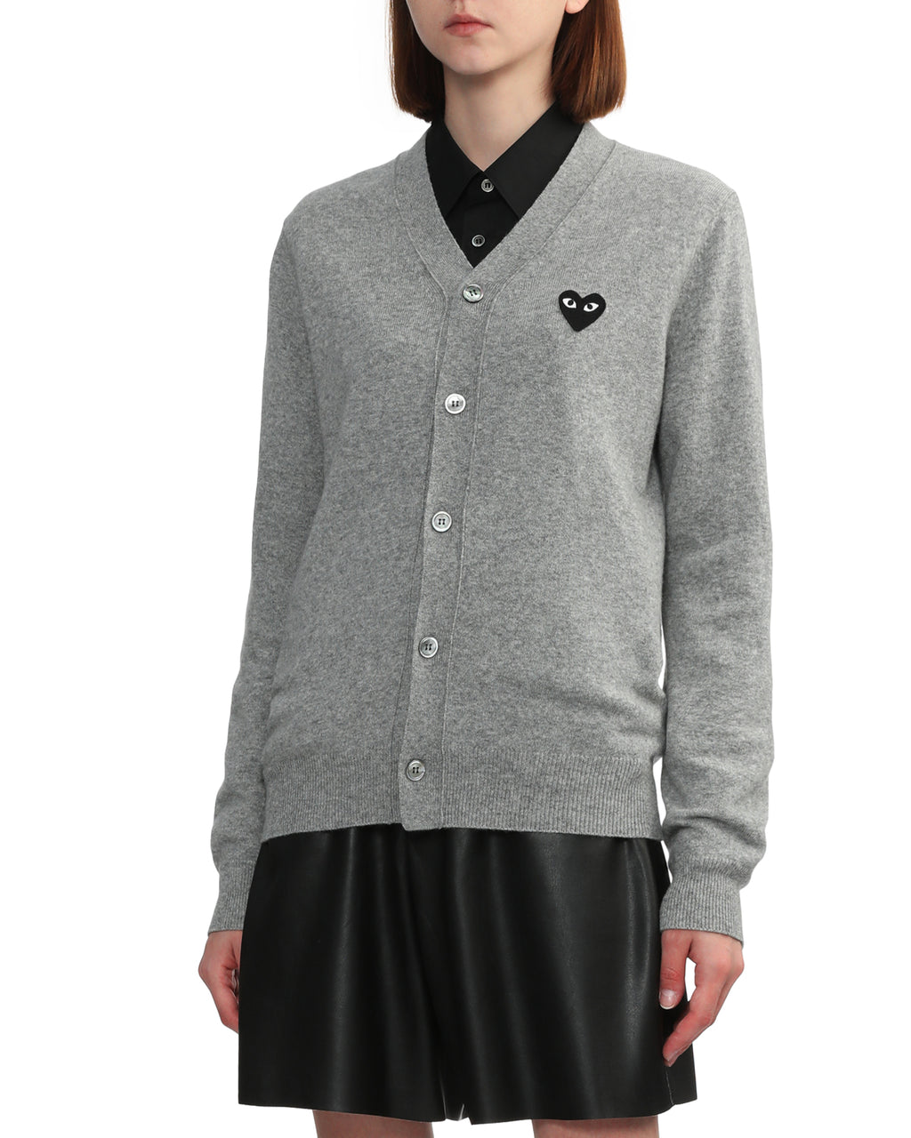 Heart emblem V-neck cardigan