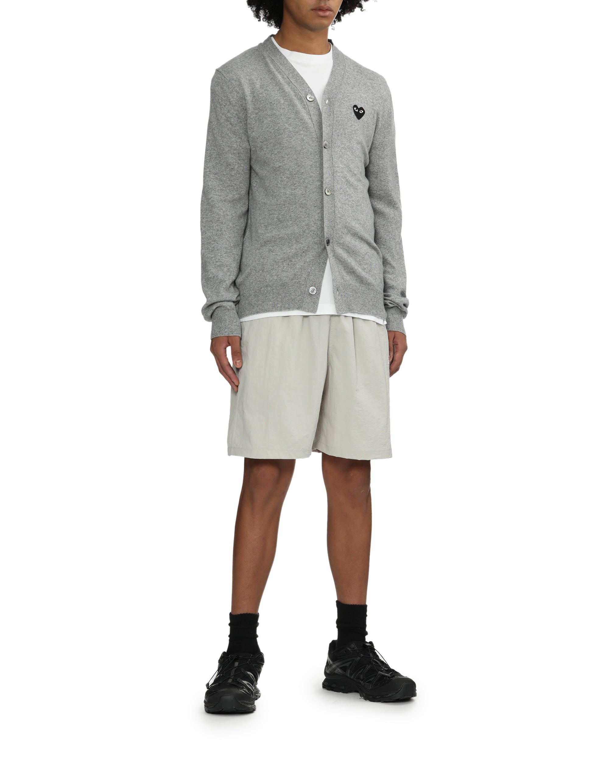 Heart emblem V-neck cardigan