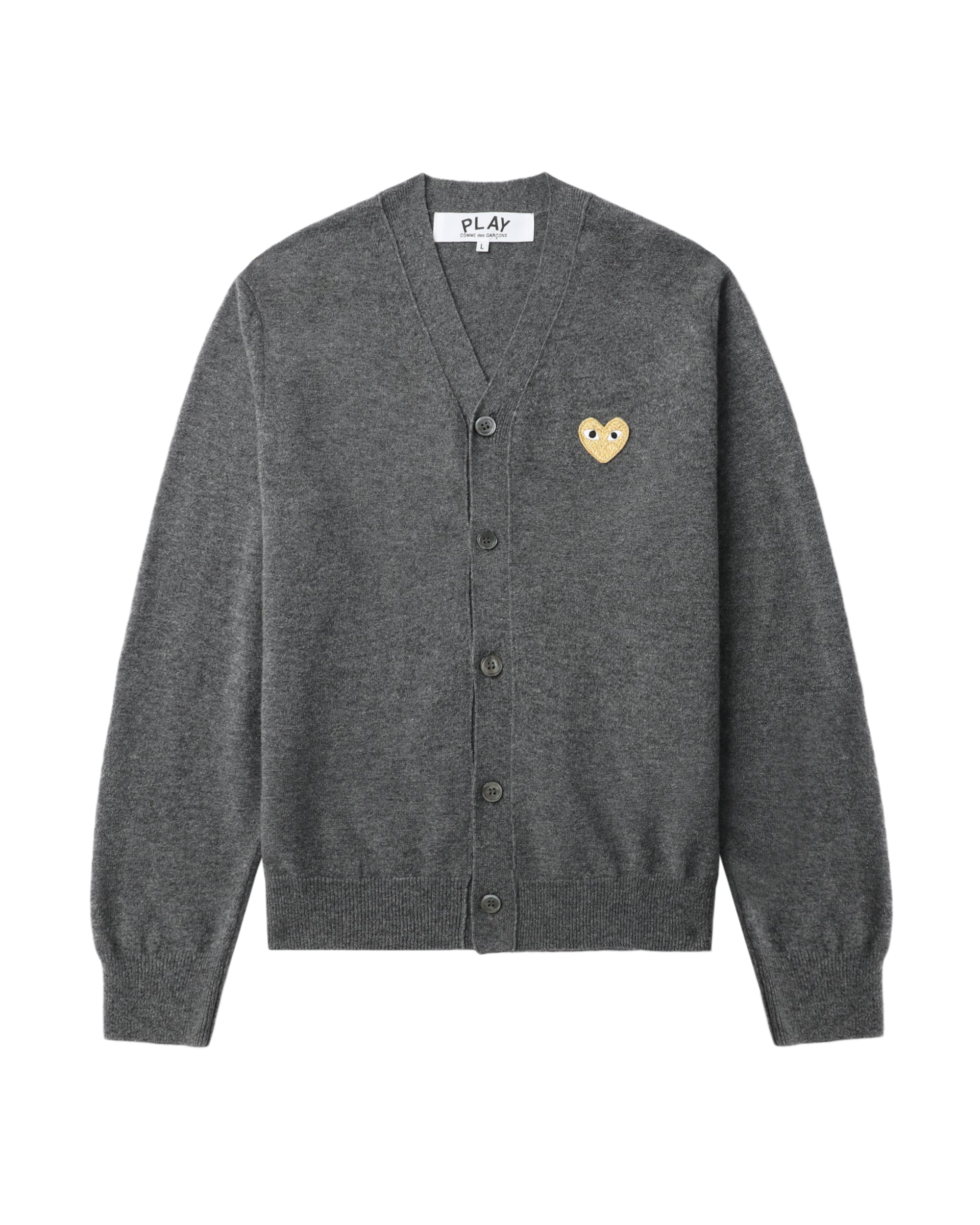 Heart emblem V-neck cardigan