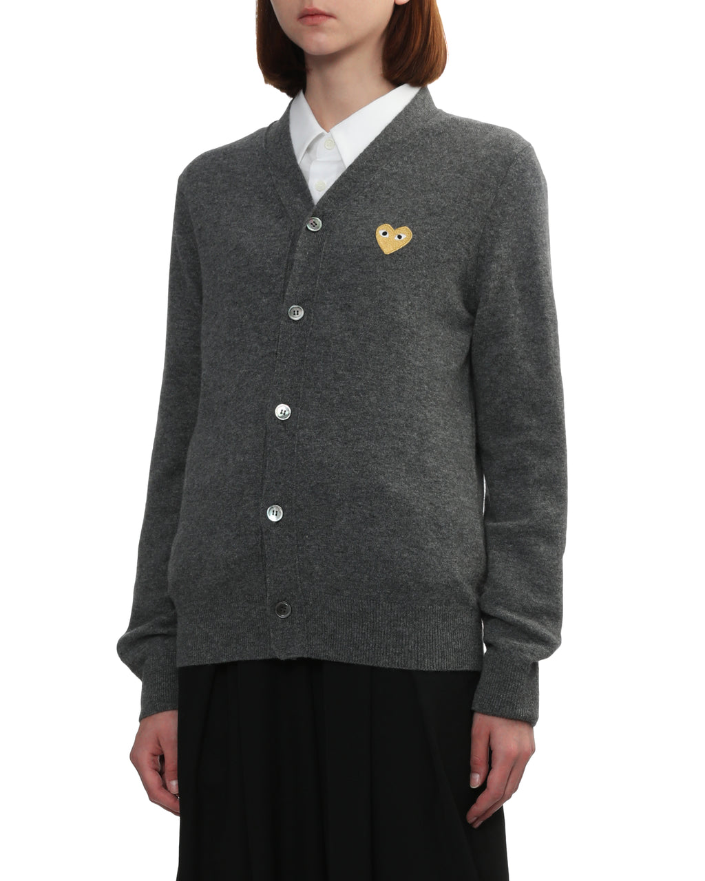 Heart emblem V-neck cardigan