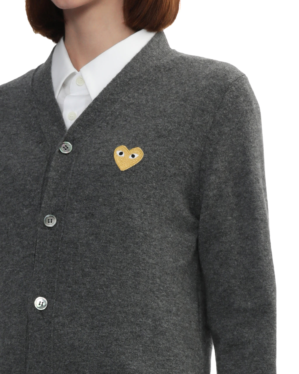 Heart emblem V-neck cardigan