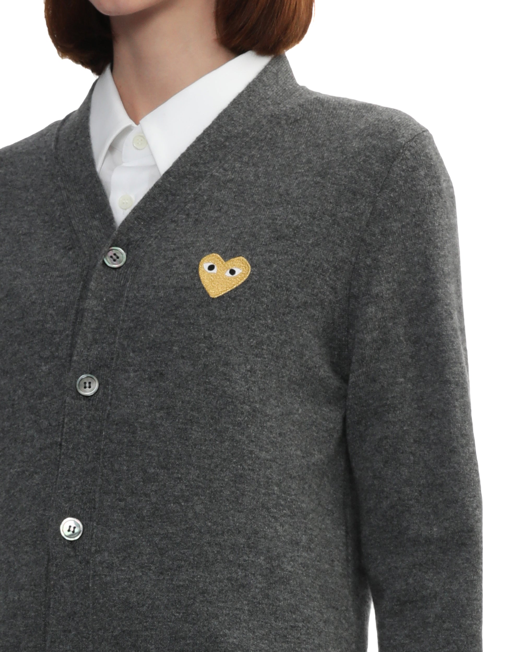 Heart emblem V-neck cardigan