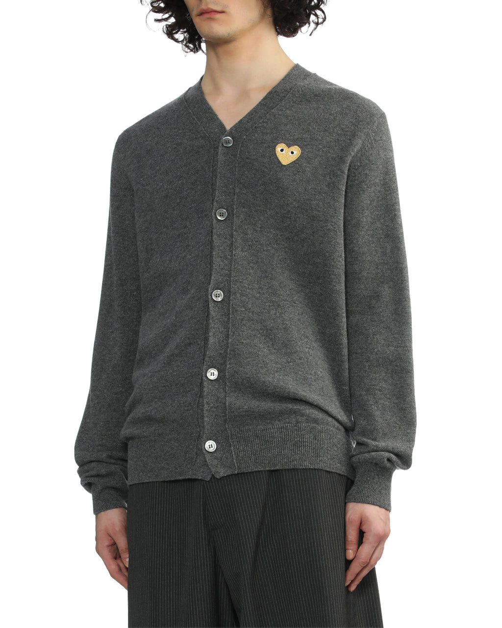 Heart emblem V-neck cardigan