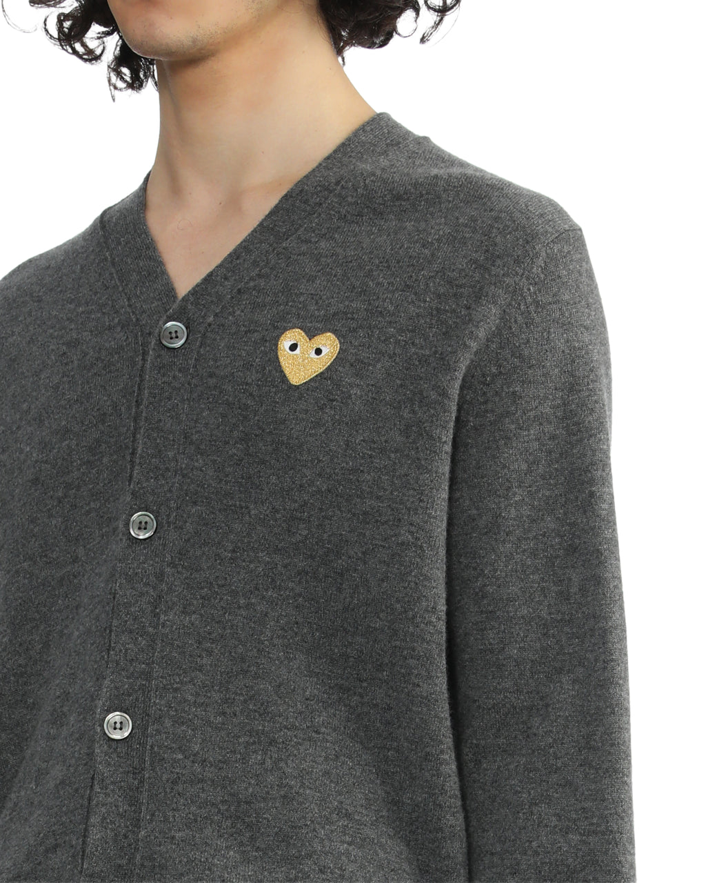 Heart emblem V-neck cardigan