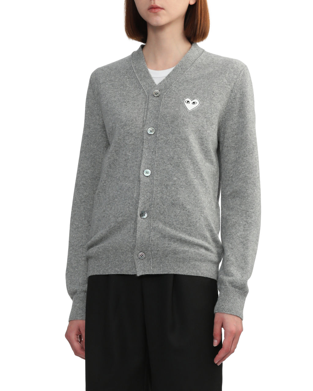 Heart emblem V-neck cardigan