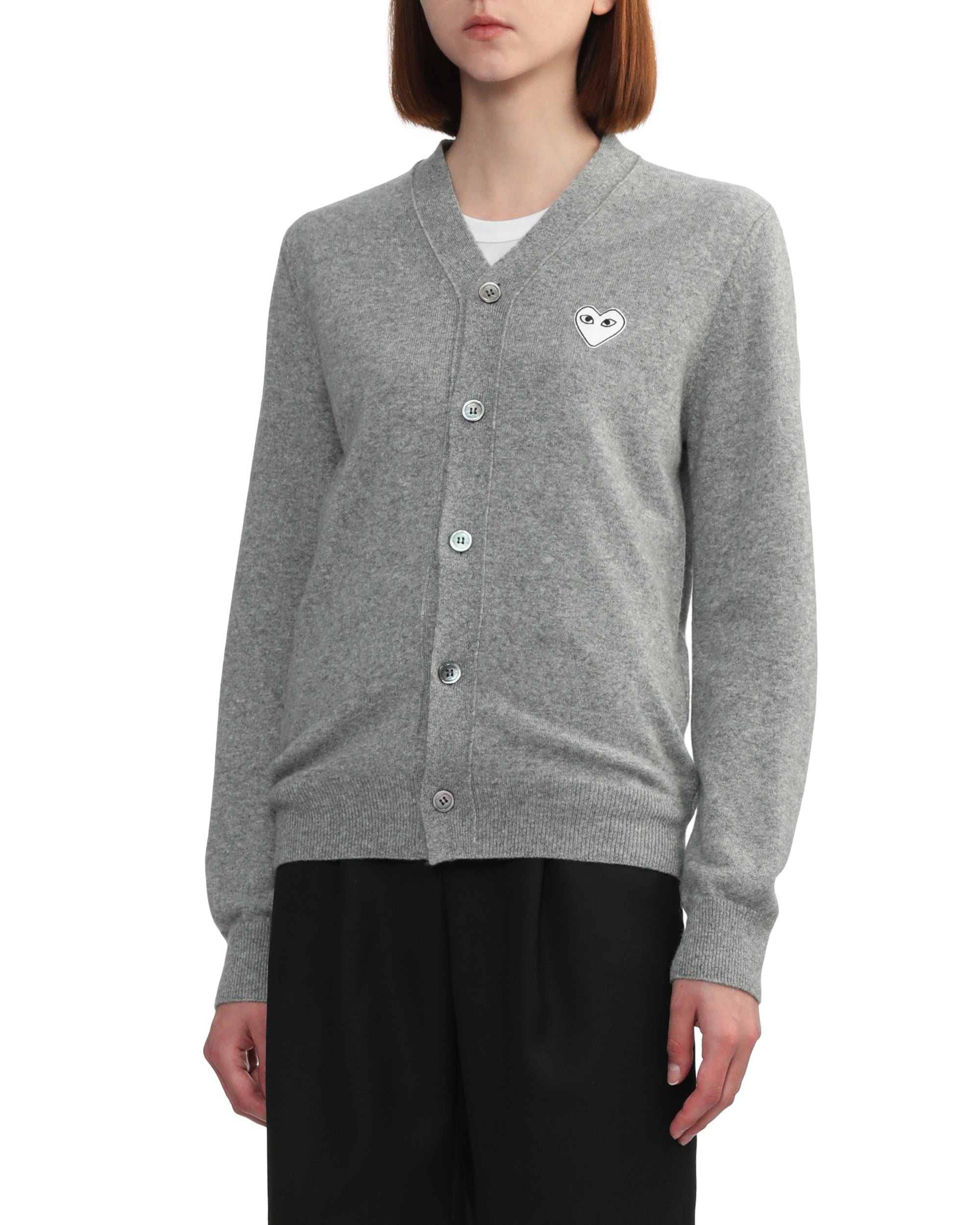 Heart emblem V-neck cardigan