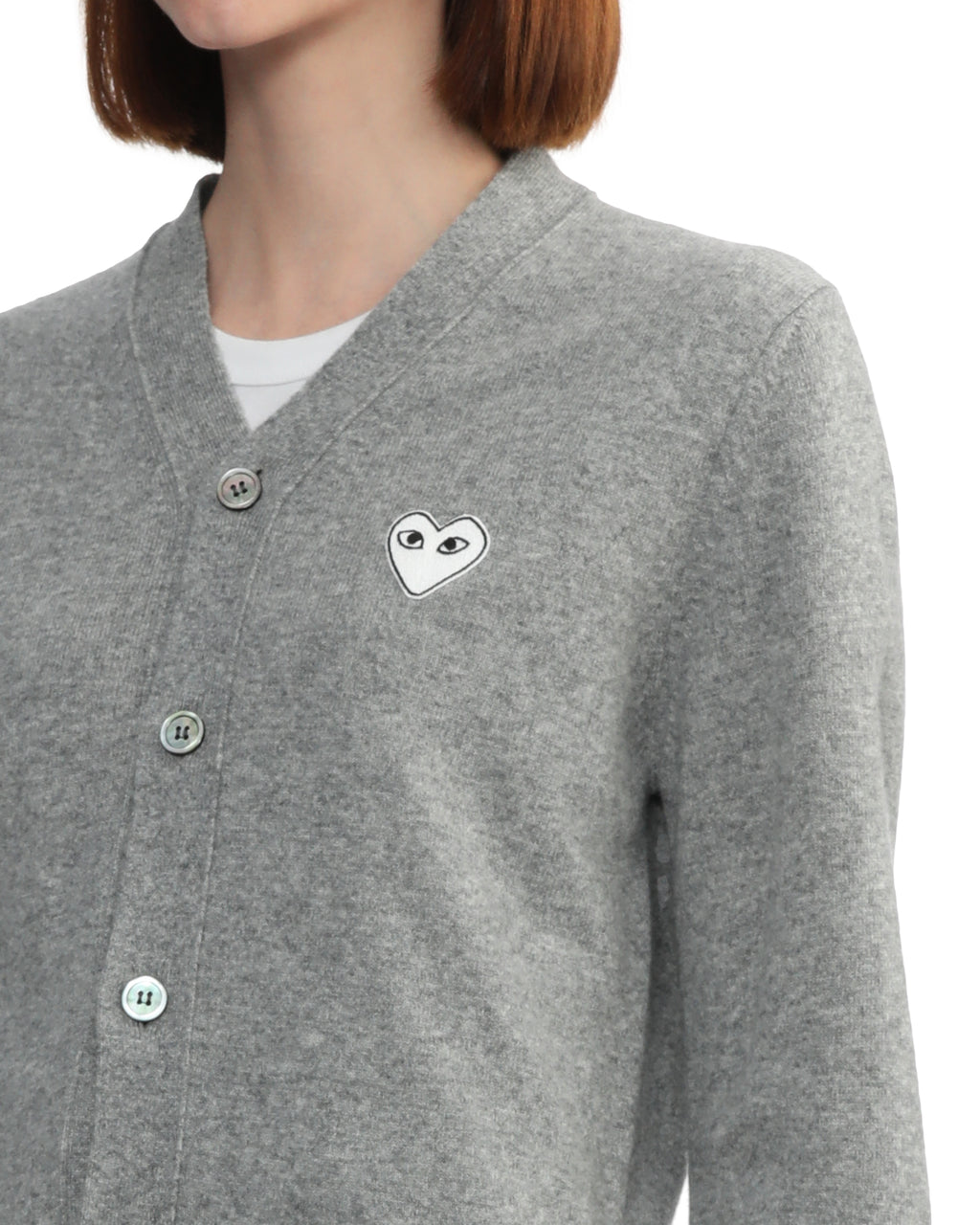 Heart emblem V-neck cardigan