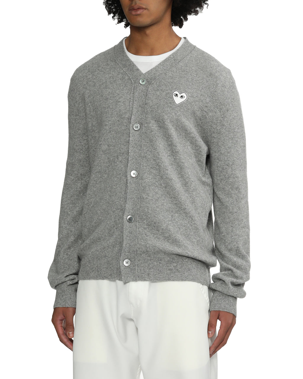 Heart emblem V-neck cardigan