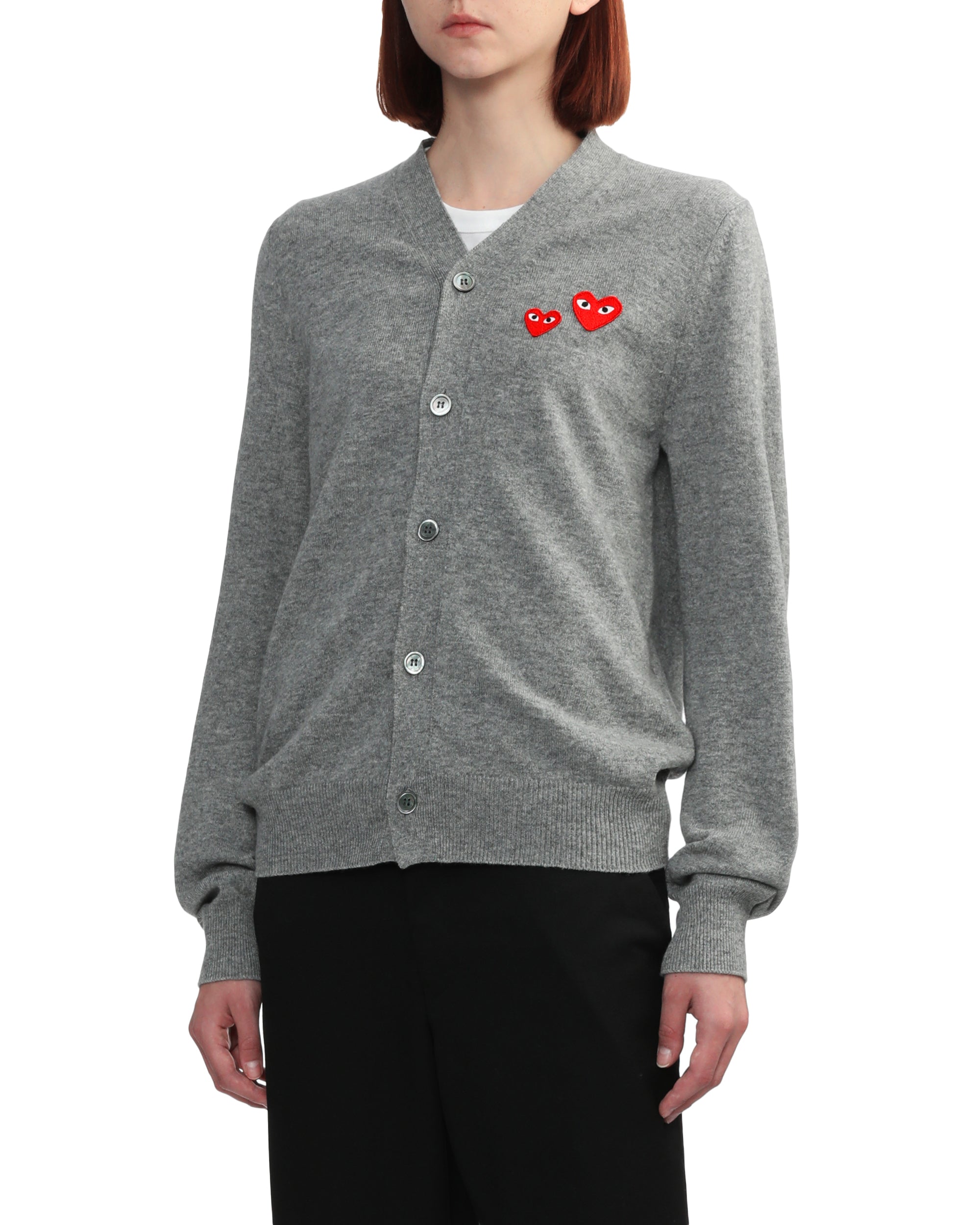 Two heart emblem V-neck cardigan