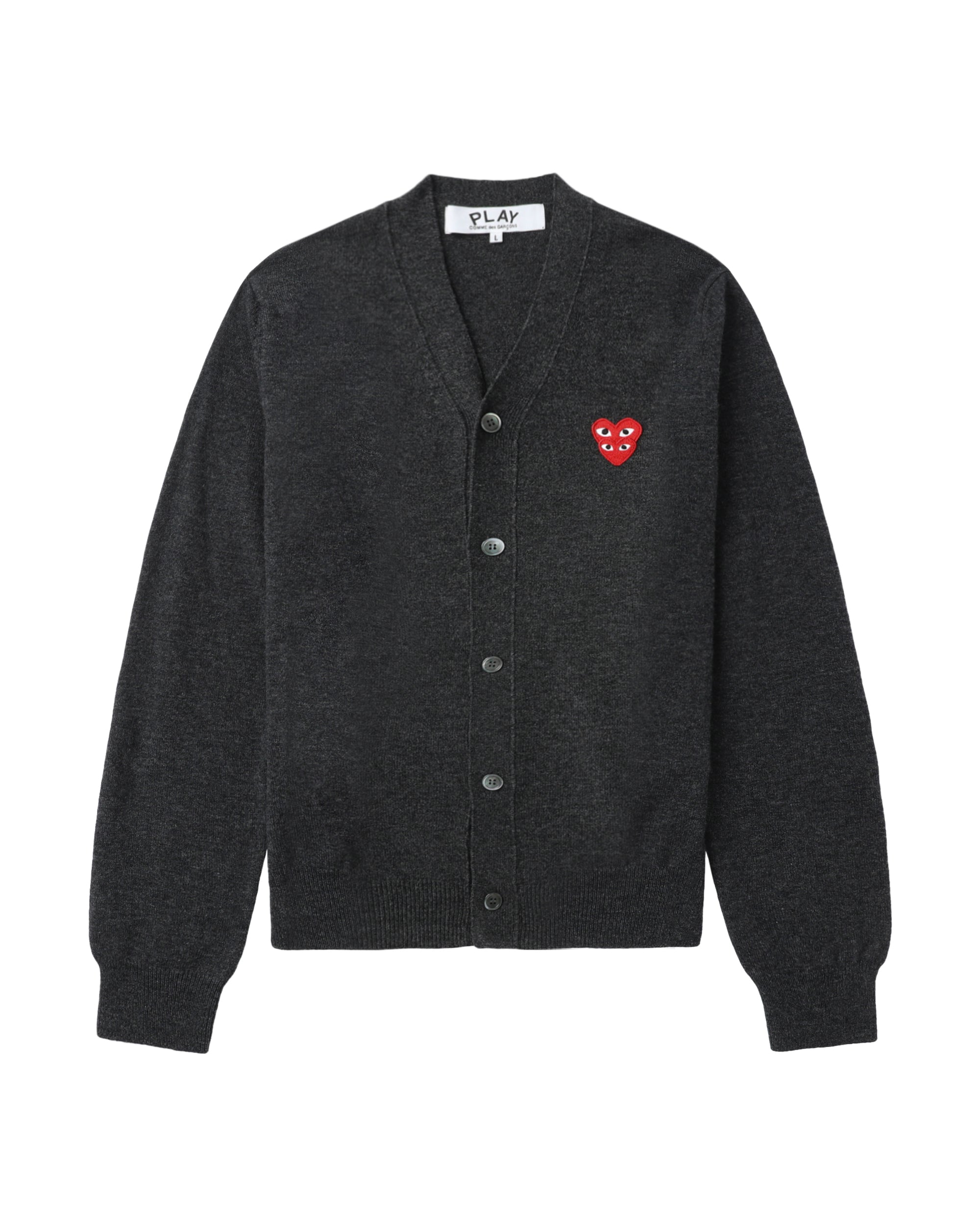 Merged heart emblem V-neck cardigan