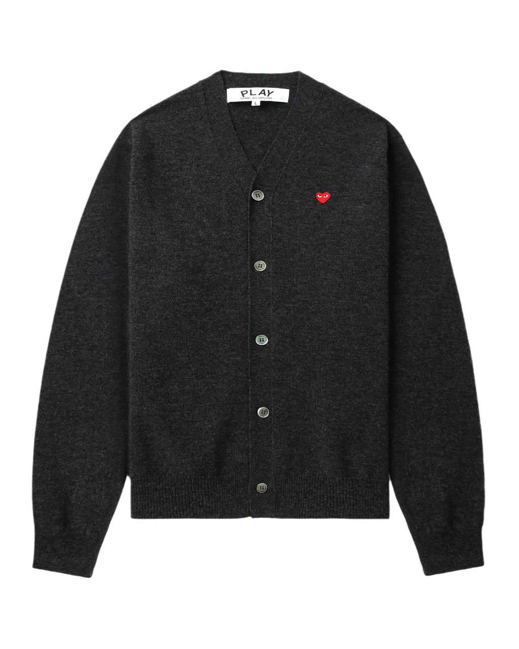 Mini heart emblem V-neck cardigan