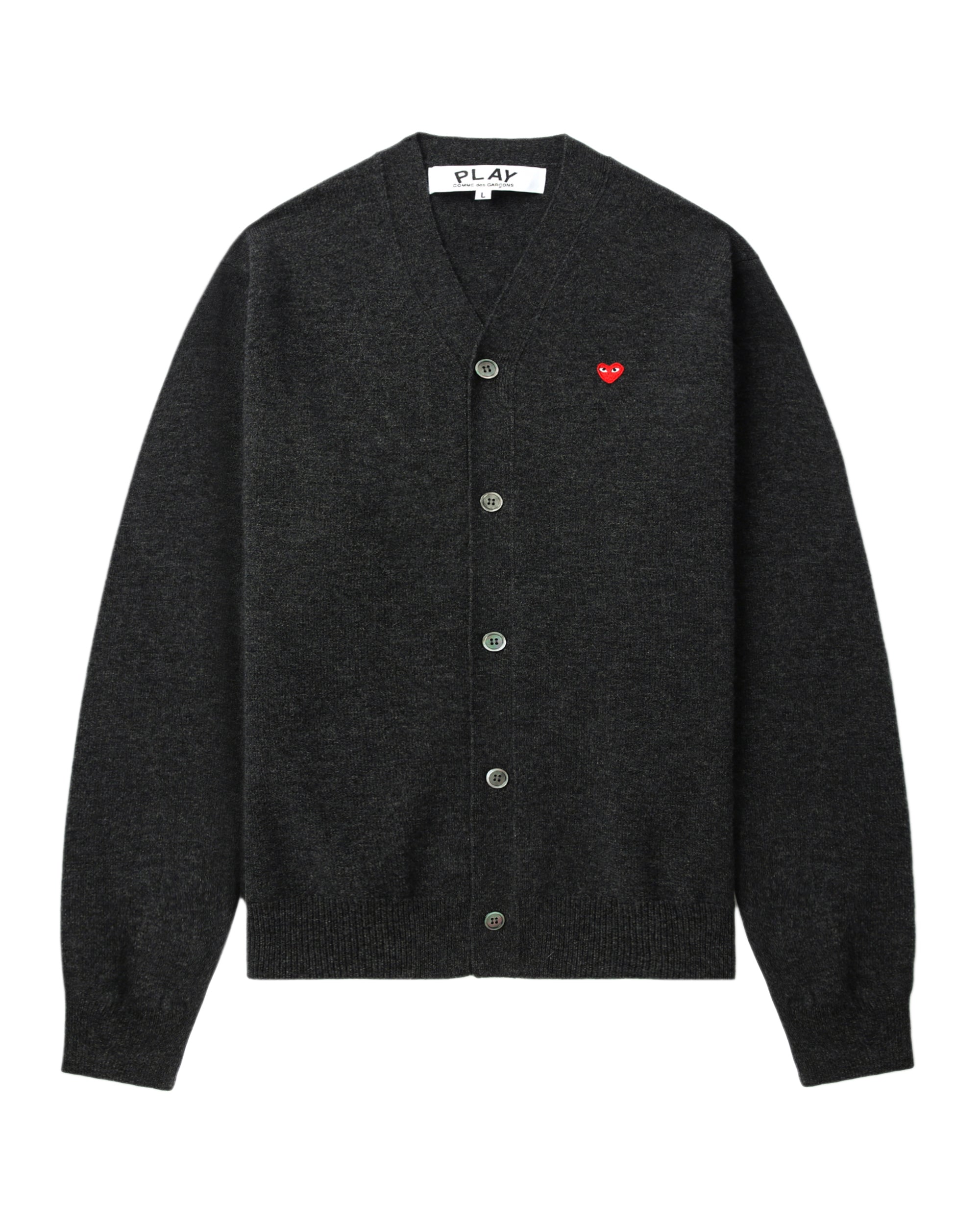 Mini heart emblem V-neck cardigan