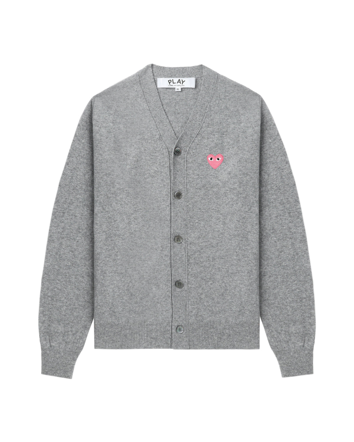 Mini heart emblem round-neck cardigan