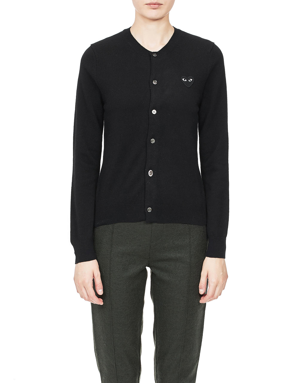 Heart logo wool cardigan