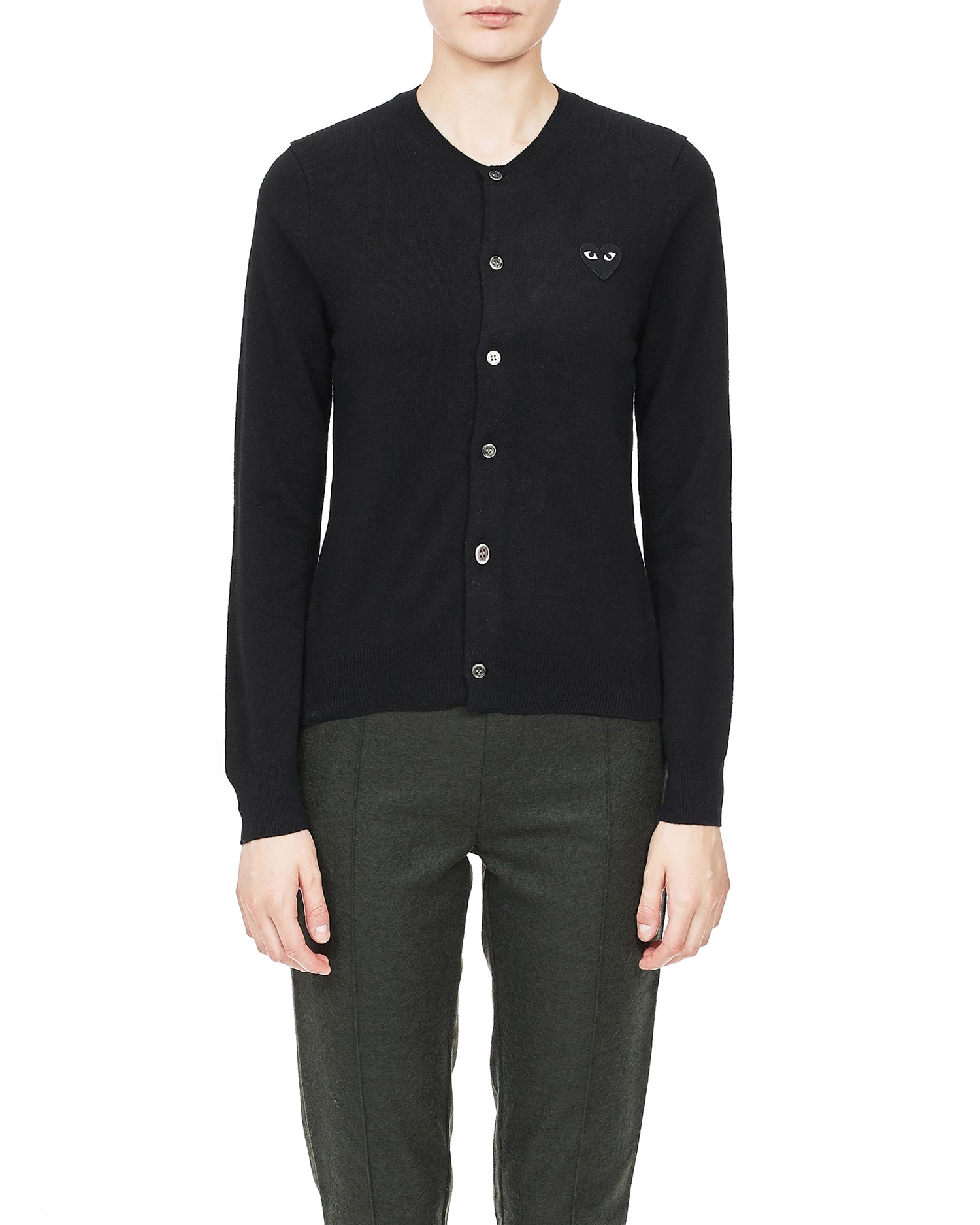 Heart logo wool cardigan