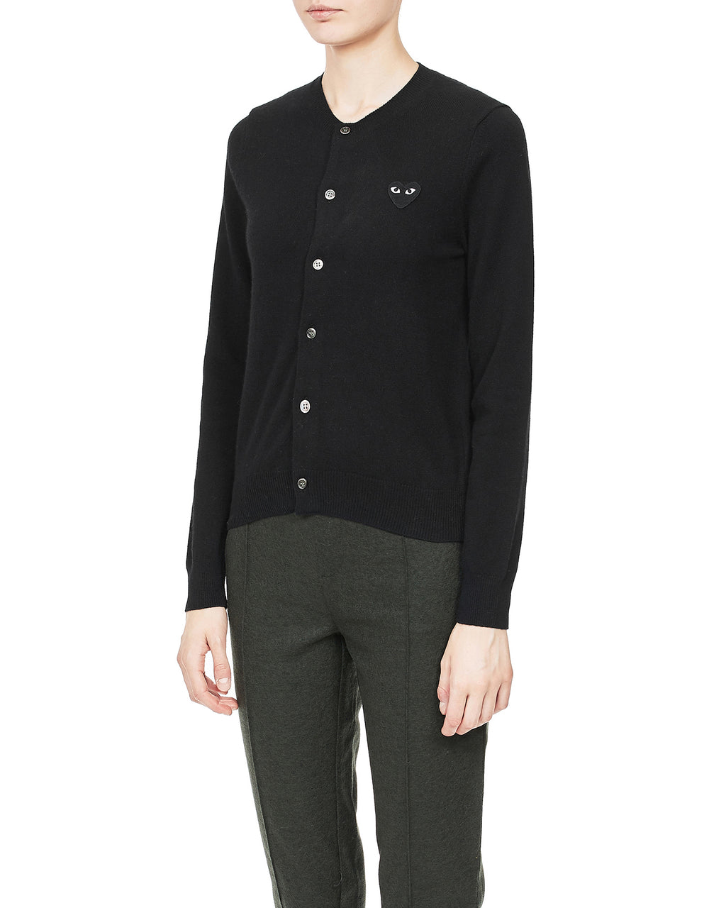 Heart logo wool cardigan
