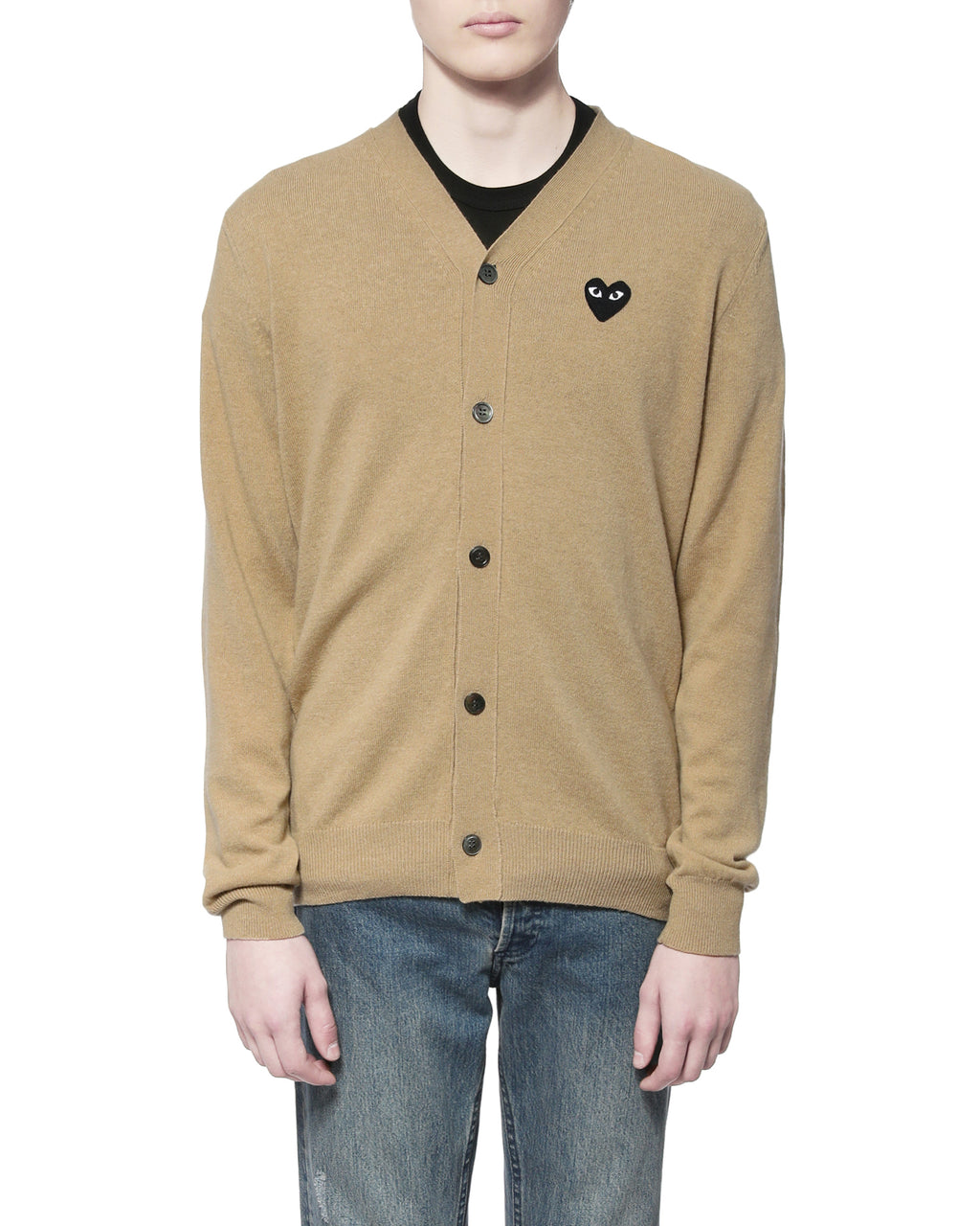 Heart logo wool cardigan