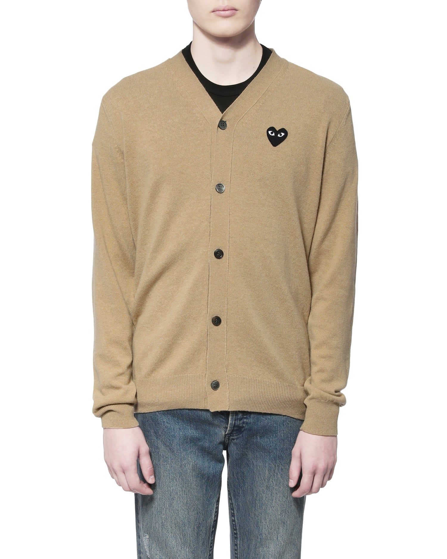 Heart logo wool cardigan