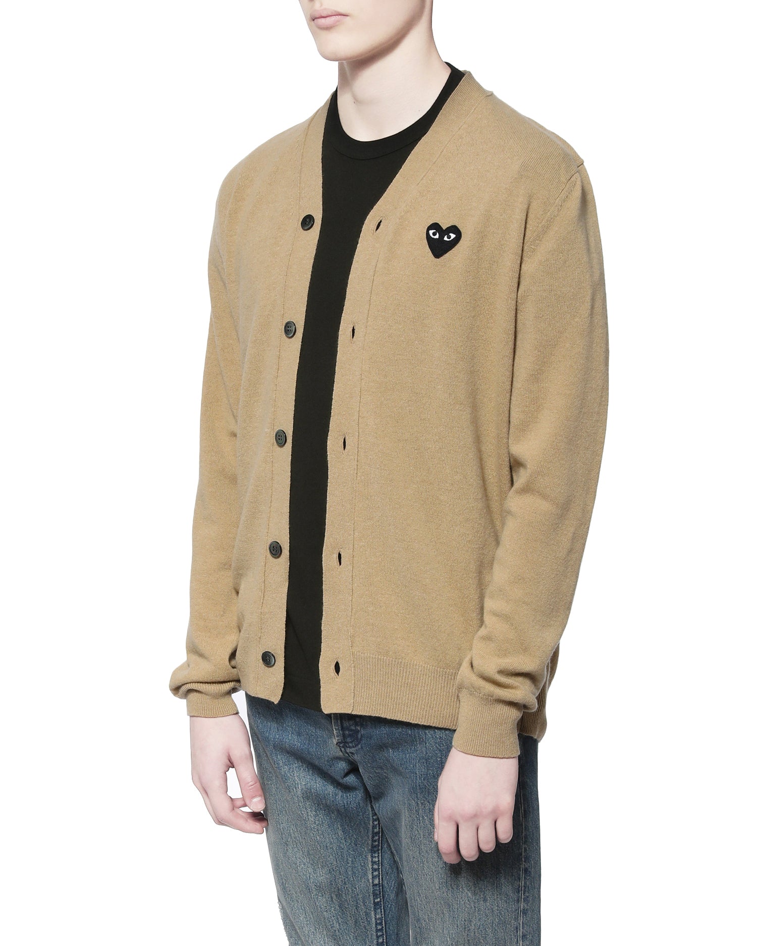 Heart logo wool cardigan