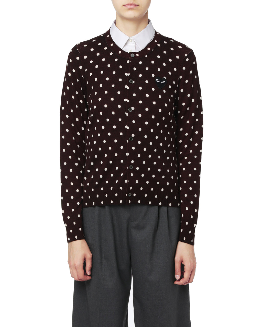 Heart logo polka dot cardigan