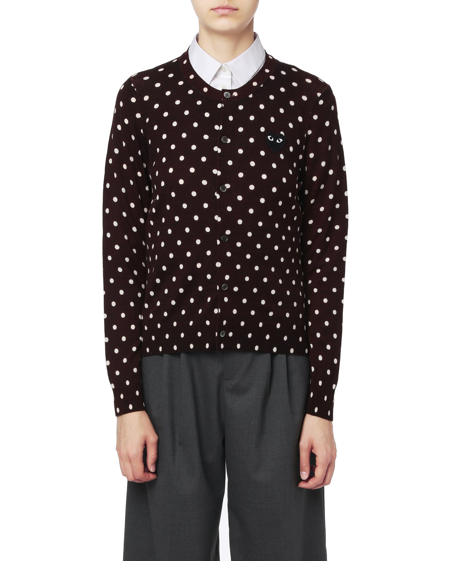 Heart logo polka dot cardigan